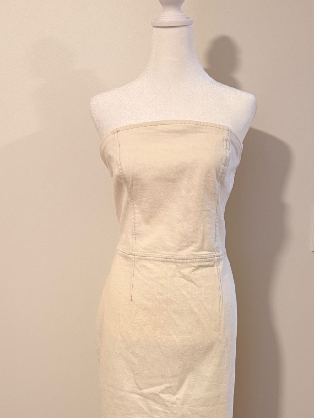 Abercrombie & Fitch Strapless Cream Midi Dress